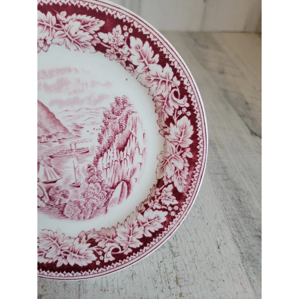 Red‎ Currier Ives Homer red sea ship sail plate dessert crow nest unique